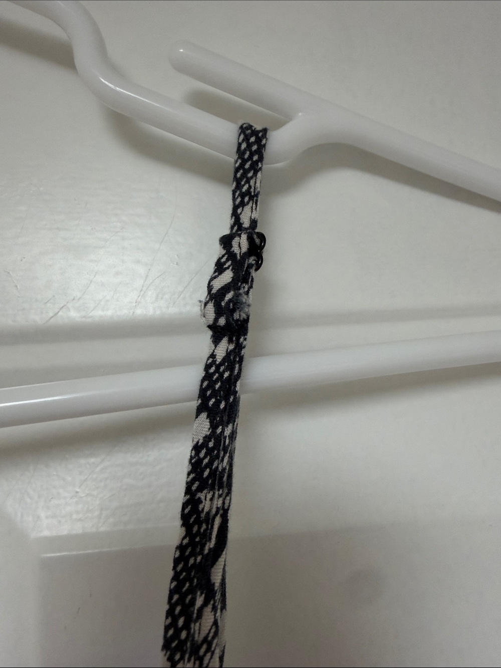 Black & White Patterned Spaghetti Strap Tank with Crochet Hem - Picture 3 of 5
